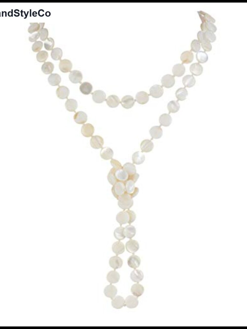 Long Shell Necklace Flat Round Mother of Pearl Bead Women Jewelry
